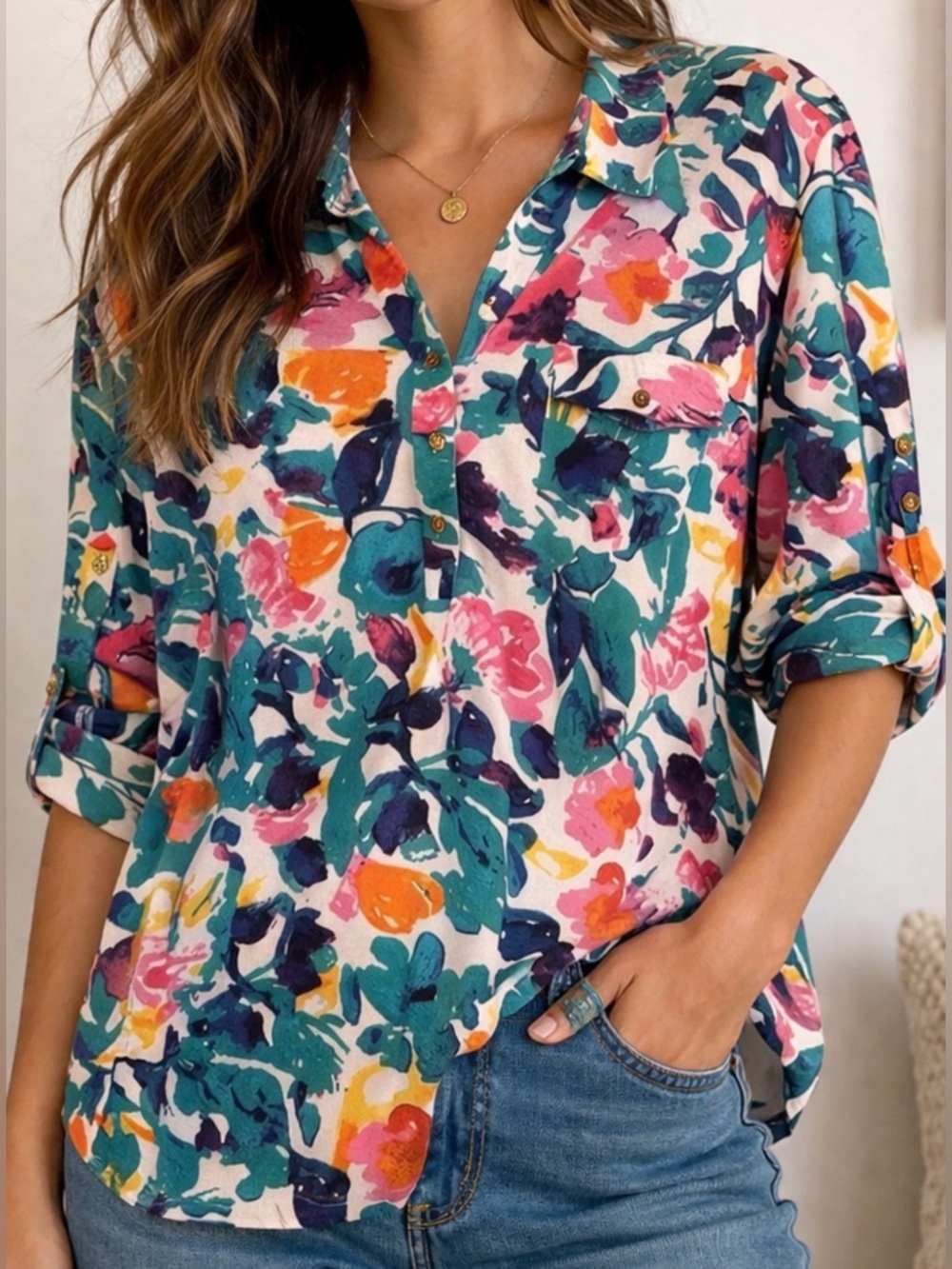 Emily Daniels XL Vibrant Floral Blouse